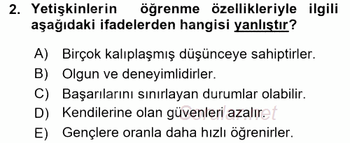 İşletmelerde Eğitim ve Geliştirme 2017 - 2018 Ara Sınavı 2.Soru