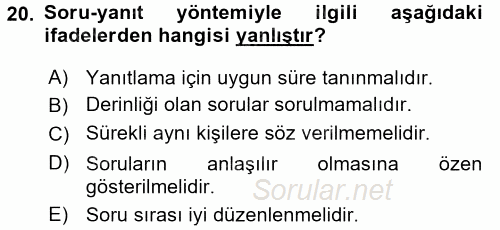 İşletmelerde Eğitim ve Geliştirme 2017 - 2018 Ara Sınavı 20.Soru