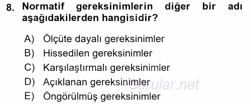 İşletmelerde Eğitim ve Geliştirme 2017 - 2018 Ara Sınavı 8.Soru