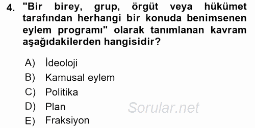 Kamu Yönetimi 2016 - 2017 3 Ders Sınavı 4.Soru