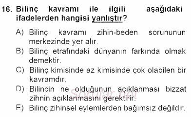 Zihin Felsefesi 2014 - 2015 Dönem Sonu Sınavı 16.Soru
