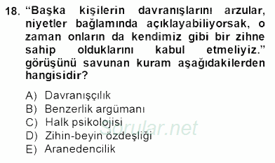 Zihin Felsefesi 2014 - 2015 Dönem Sonu Sınavı 18.Soru