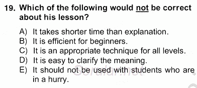 Dilbilgisi Öğretimi 2012 - 2013 Ara Sınavı 19.Soru