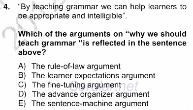 Dilbilgisi Öğretimi 2012 - 2013 Ara Sınavı 4.Soru