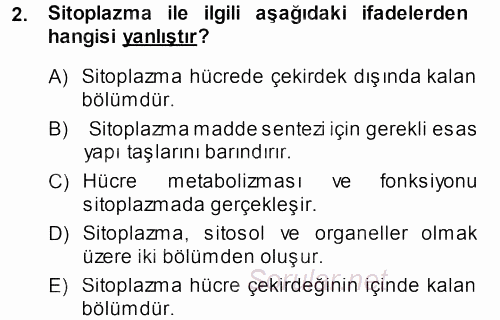 Temel Veteriner Histoloji ve Embriyoloji 2013 - 2014 Dönem Sonu Sınavı 2.Soru