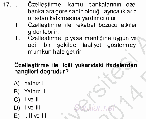 Bankaların Yönetimi Ve Denetimi 2013 - 2014 Ara Sınavı 17.Soru