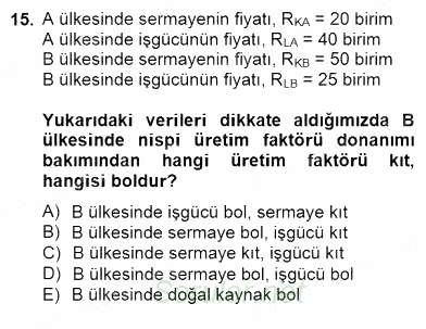 Uluslararası İktisat Teorisi 2012 - 2013 Dönem Sonu Sınavı 15.Soru