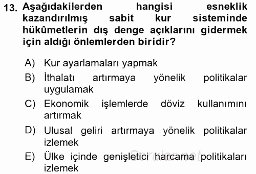 Uluslararası İktisat 2016 - 2017 Dönem Sonu Sınavı 13.Soru