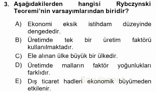 Uluslararası İktisat 2016 - 2017 Dönem Sonu Sınavı 3.Soru