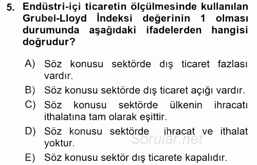 Uluslararası İktisat 2016 - 2017 Dönem Sonu Sınavı 5.Soru