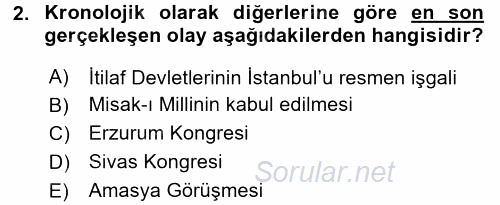 Türk Siyasal Hayatı 2015 - 2016 Ara Sınavı 2.Soru