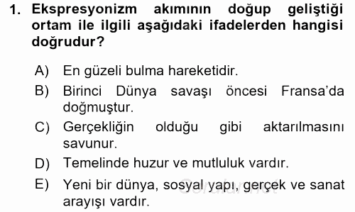 Batı Edebiyatında Akımlar 2 2015 - 2016 Dönem Sonu Sınavı 1.Soru