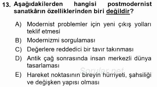 Batı Edebiyatında Akımlar 2 2015 - 2016 Dönem Sonu Sınavı 13.Soru