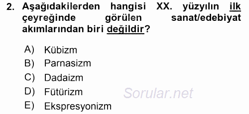 Batı Edebiyatında Akımlar 2 2015 - 2016 Dönem Sonu Sınavı 2.Soru