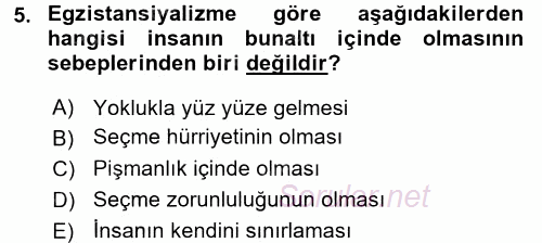 Batı Edebiyatında Akımlar 2 2015 - 2016 Dönem Sonu Sınavı 5.Soru