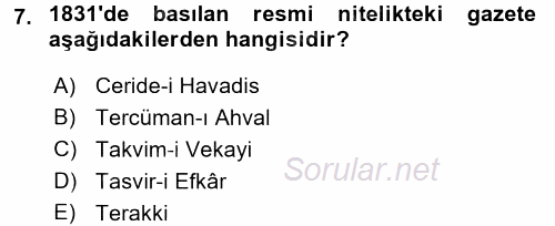 Batı Edebiyatında Akımlar 2 2015 - 2016 Dönem Sonu Sınavı 7.Soru