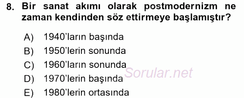 Batı Edebiyatında Akımlar 2 2015 - 2016 Dönem Sonu Sınavı 8.Soru