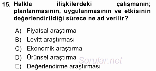 Pazarlama İletişimi 2015 - 2016 Ara Sınavı 15.Soru