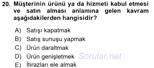 Pazarlama İletişimi 2015 - 2016 Ara Sınavı 20.Soru