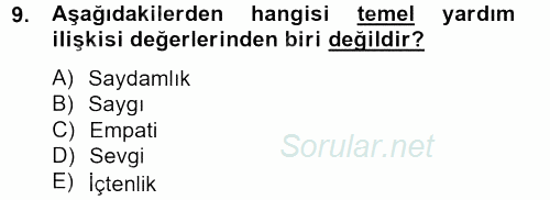 Görüşme Teknikleri 2012 - 2013 Ara Sınavı 9.Soru