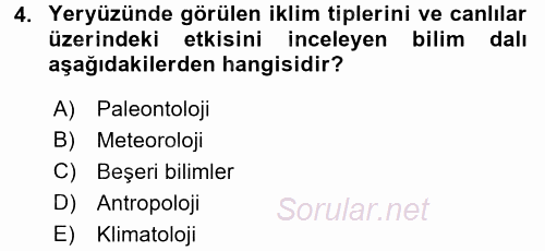 Ekoloji ve Turizm 2015 - 2016 Tek Ders Sınavı 4.Soru