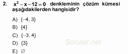 Okulöncesinde Matematik Eğitimi 2013 - 2014 Tek Ders Sınavı 2.Soru