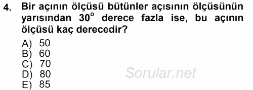 Okulöncesinde Matematik Eğitimi 2013 - 2014 Tek Ders Sınavı 4.Soru