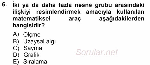Okulöncesinde Matematik Eğitimi 2013 - 2014 Tek Ders Sınavı 6.Soru