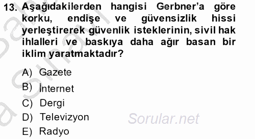 İletişim Kuramları 2014 - 2015 Ara Sınavı 13.Soru