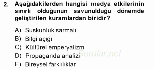 İletişim Kuramları 2014 - 2015 Ara Sınavı 2.Soru