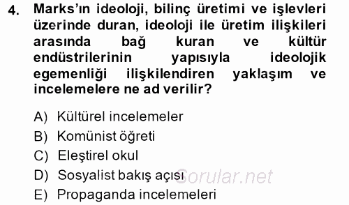 İletişim Kuramları 2014 - 2015 Ara Sınavı 4.Soru