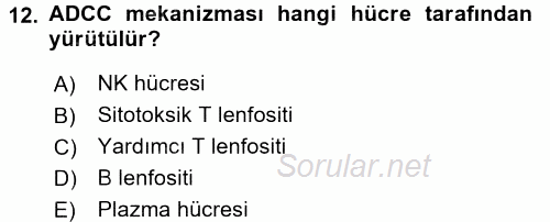 Temel Veteriner Mikrobiyoloji ve İmmünoloji 2015 - 2016 Dönem Sonu Sınavı 12.Soru Temel Veteriner Mikrobiyoloji ve İmmünoloji 2015 - 2016 Dönem Sonu Sınavı 12.Soru