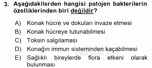 Temel Veteriner Mikrobiyoloji ve İmmünoloji 2015 - 2016 Dönem Sonu Sınavı 3.Soru Temel Veteriner Mikrobiyoloji ve İmmünoloji 2015 - 2016 Dönem Sonu Sınavı 3.Soru
