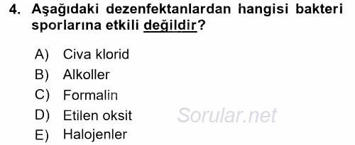 Temel Veteriner Mikrobiyoloji ve İmmünoloji 2015 - 2016 Dönem Sonu Sınavı 4.Soru Temel Veteriner Mikrobiyoloji ve İmmünoloji 2015 - 2016 Dönem Sonu Sınavı 4.Soru