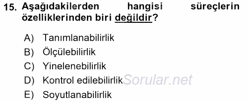 Konaklama Hizmetlerinde Kalite Yönetimi 2015 - 2016 Ara Sınavı 15.Soru