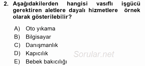 Konaklama Hizmetlerinde Kalite Yönetimi 2015 - 2016 Ara Sınavı 2.Soru