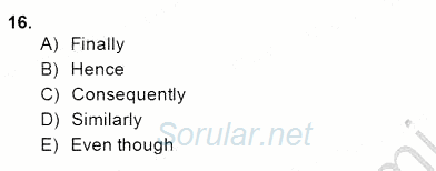 Pedagojik Gramer 1 2014 - 2015 Dönem Sonu Sınavı 16.Soru