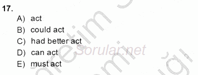 Pedagojik Gramer 1 2014 - 2015 Dönem Sonu Sınavı 17.Soru