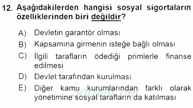 Sosyal Politika 2015 - 2016 Dönem Sonu Sınavı 12.Soru