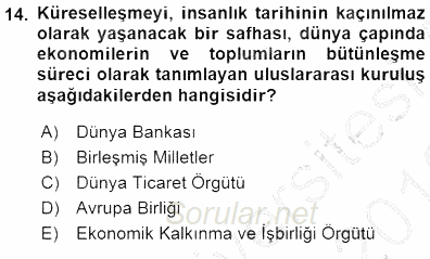 Sosyal Politika 2015 - 2016 Dönem Sonu Sınavı 14.Soru