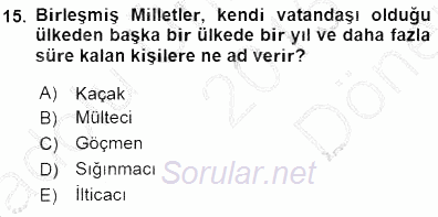 Sosyal Politika 2015 - 2016 Dönem Sonu Sınavı 15.Soru