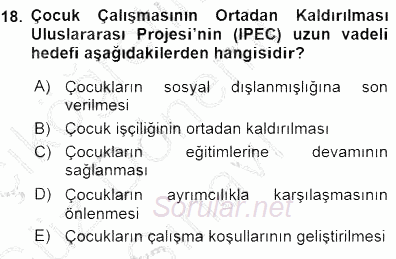 Sosyal Politika 2015 - 2016 Dönem Sonu Sınavı 18.Soru