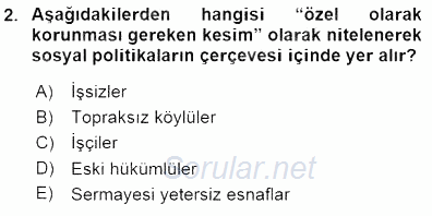 Sosyal Politika 2015 - 2016 Dönem Sonu Sınavı 2.Soru