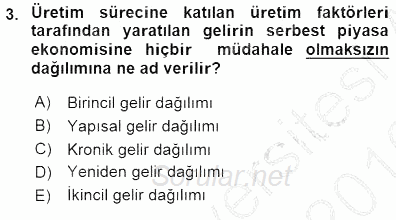 Sosyal Politika 2015 - 2016 Dönem Sonu Sınavı 3.Soru