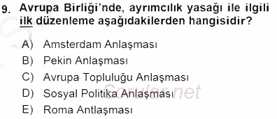 Sosyal Politika 2015 - 2016 Dönem Sonu Sınavı 9.Soru