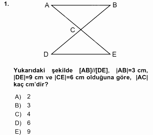 Okulöncesinde Matematik Eğitimi 2016 - 2017 Dönem Sonu Sınavı 1.Soru