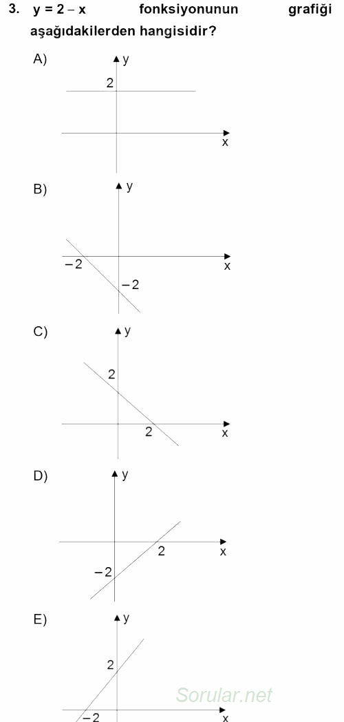 Okulöncesinde Matematik Eğitimi 2016 - 2017 Dönem Sonu Sınavı 3.Soru