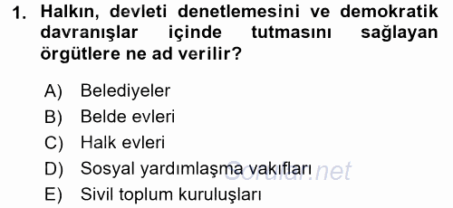 Sosyal Hizmete Giriş 2015 - 2016 Tek Ders Sınavı 1.Soru