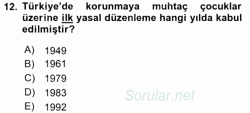 Sosyal Hizmete Giriş 2015 - 2016 Tek Ders Sınavı 12.Soru