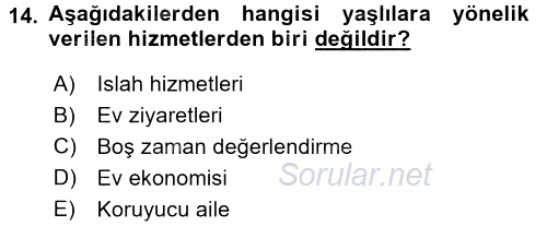 Sosyal Hizmete Giriş 2015 - 2016 Tek Ders Sınavı 14.Soru